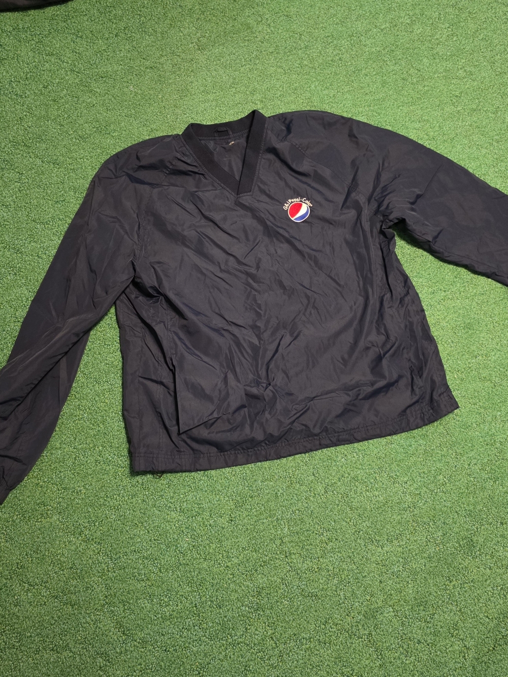 Pepsi Black V-Neck Pullover Windbreaker with Logo
